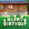 18 Pieces Happy Birthday Yard Signs with Stakes, 16 Inches Birthday Outdoor Lawn Signs, Cake Balloon Patio Decorations, Garden Lawn Decorations for Party Outdoor Decor(Beige)